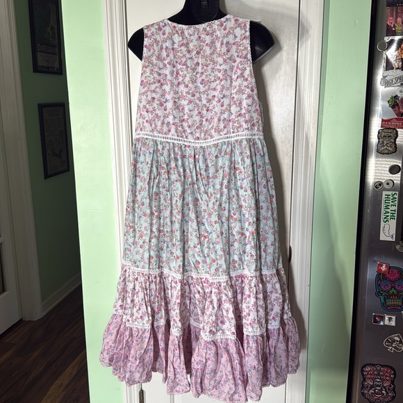 LoveShackFancy x Target Pastel Floral 100% Cotton Midi Swing Summer Dress Size L - Picture 9 of 12